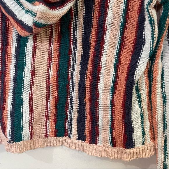 Roxy Tilly’s Exclusive Pink Teal White Red Vertical Striped Hooded Knit Sweater - Picture 12 of 16